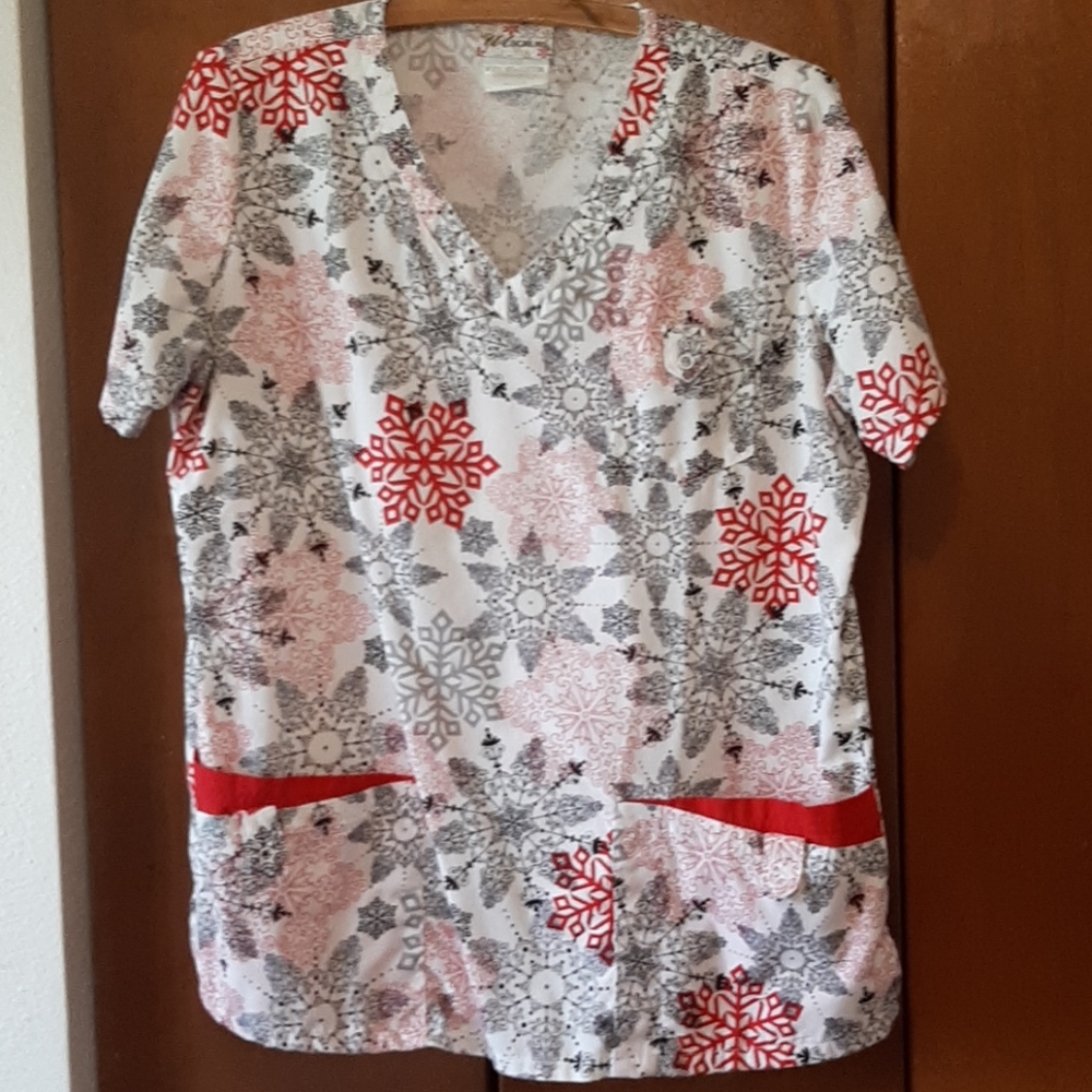 Winter themed scrub top.